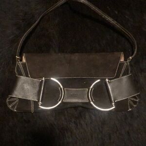 GUCCI Italy Chocolate Brown Suede and Leather Clutch